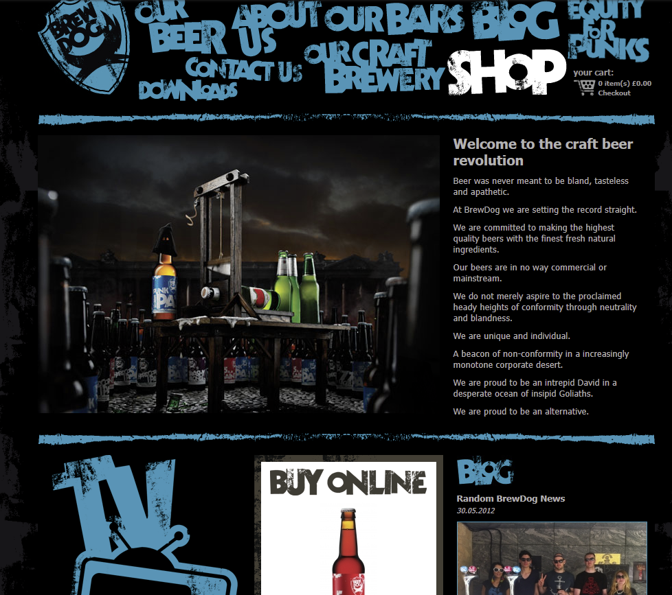 Скриншот сайта BrewDog в 2021 году