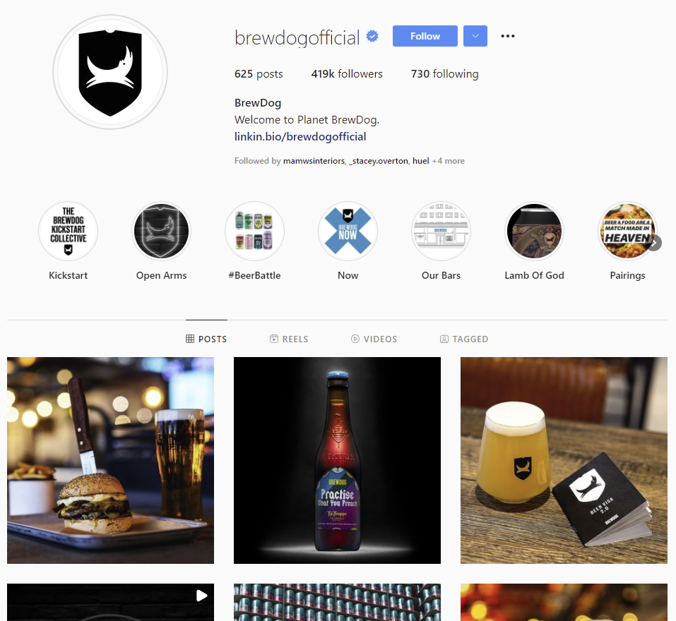 Скриншот Instagram-аккаунта BrewDog