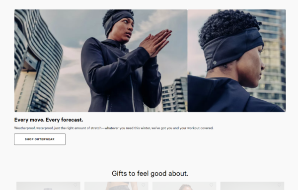 Скриншот страницы категории lululemon
