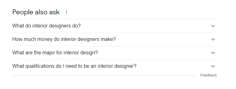 Скриншот вопросов, которые люди гуглят о дизайне интерьера