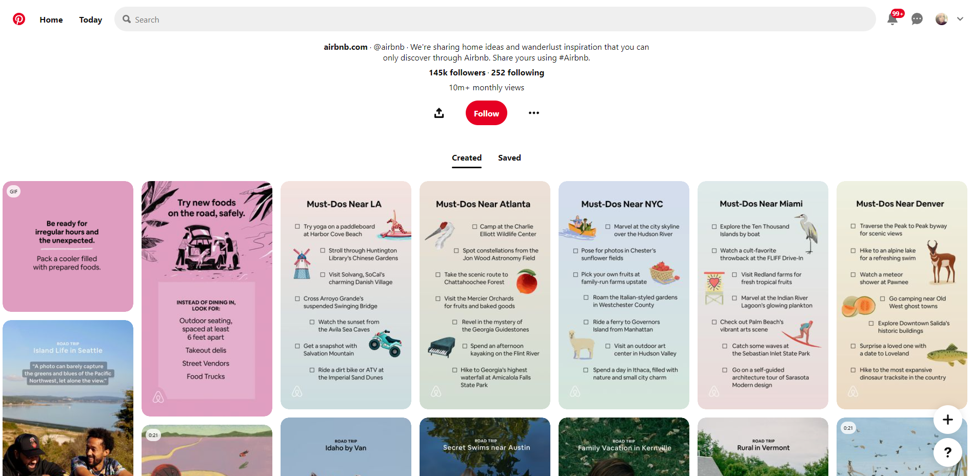 Скриншот Airbnb в Pinterest