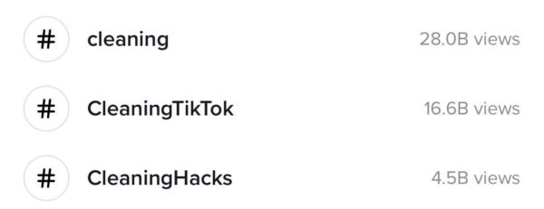 Widoki TikTok do czyszczenia hashtagów