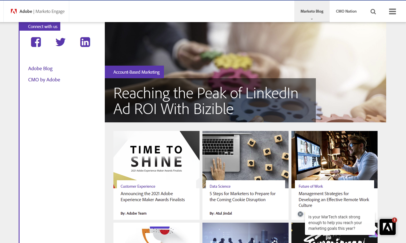 Captura de tela do blog do Adobe Marketo