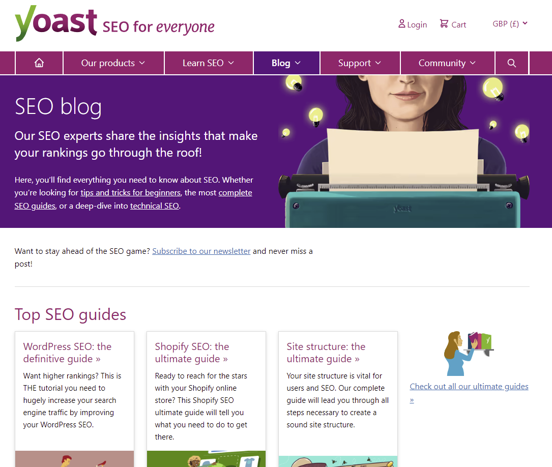 Captura de tela do blog Yoast