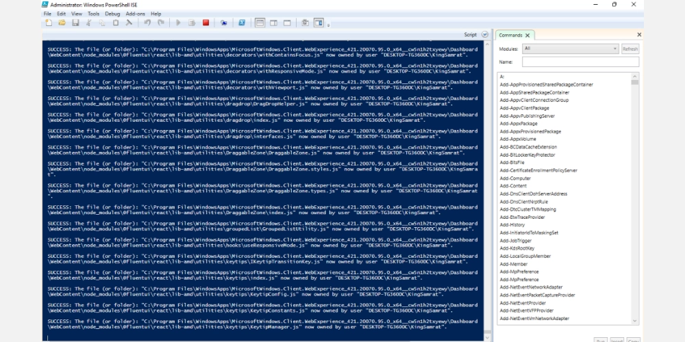 在 Powershell 中完成将所有权转移给管理员