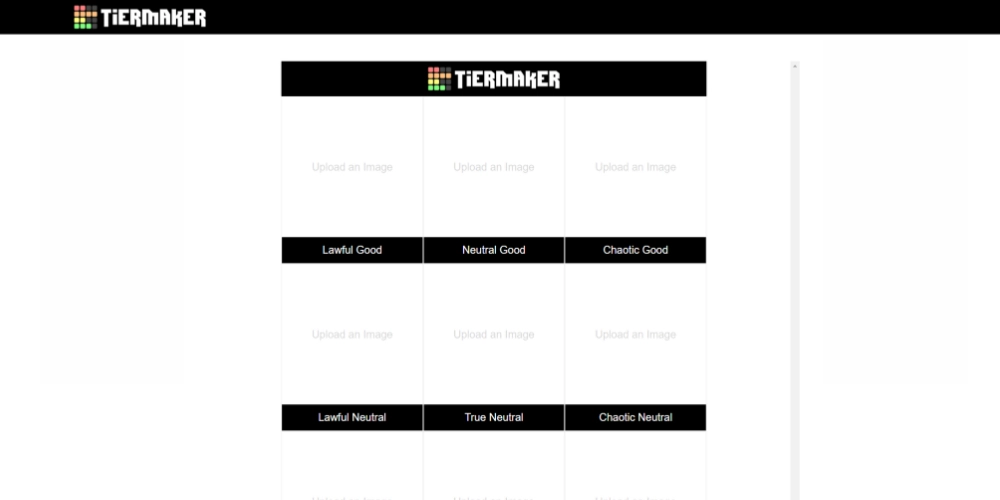 Vista de plantilla Tiermaker