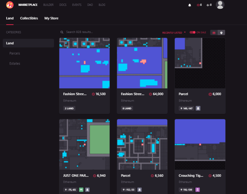 decentraland 市场在 Metaverse 中购买土地