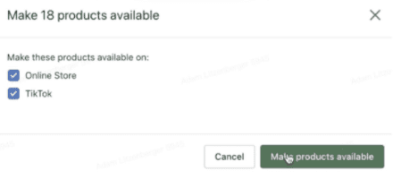 اجعل المنتجات متاحة على قناة مبيعات TikTok.