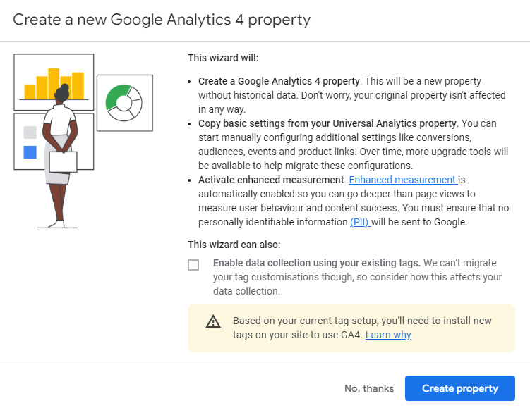 O assistente de configuração do Google Analytics 4