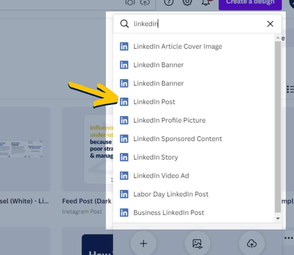 Buat postingan LinkedIn baru di Canva