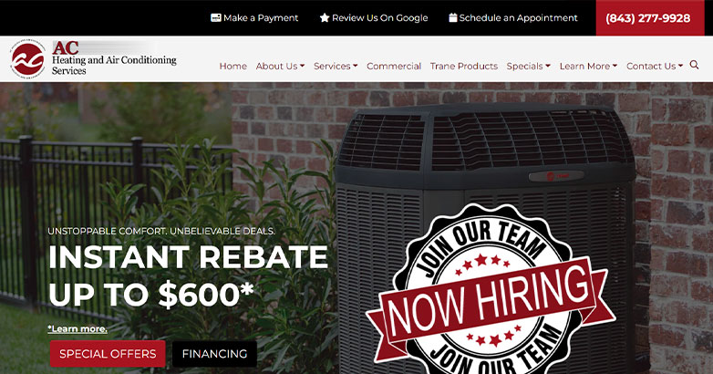 AC Heating and Air Conditioning Services website design