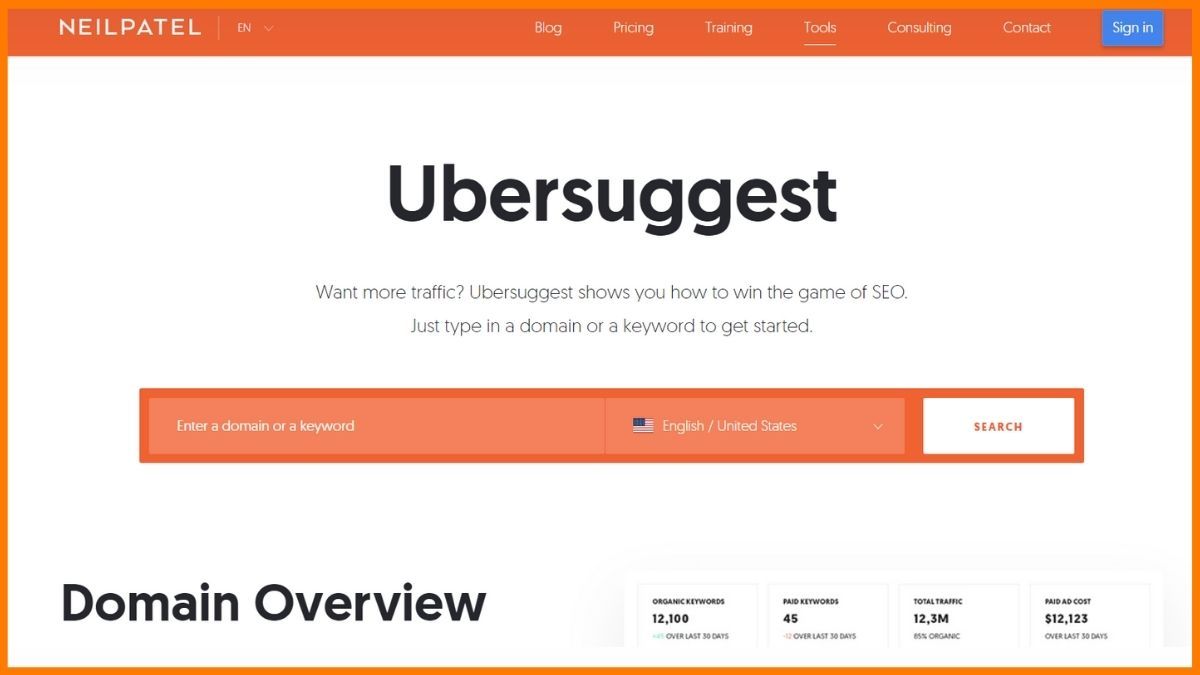 Ubersuggest -SEO Rakip Analiz Araçları