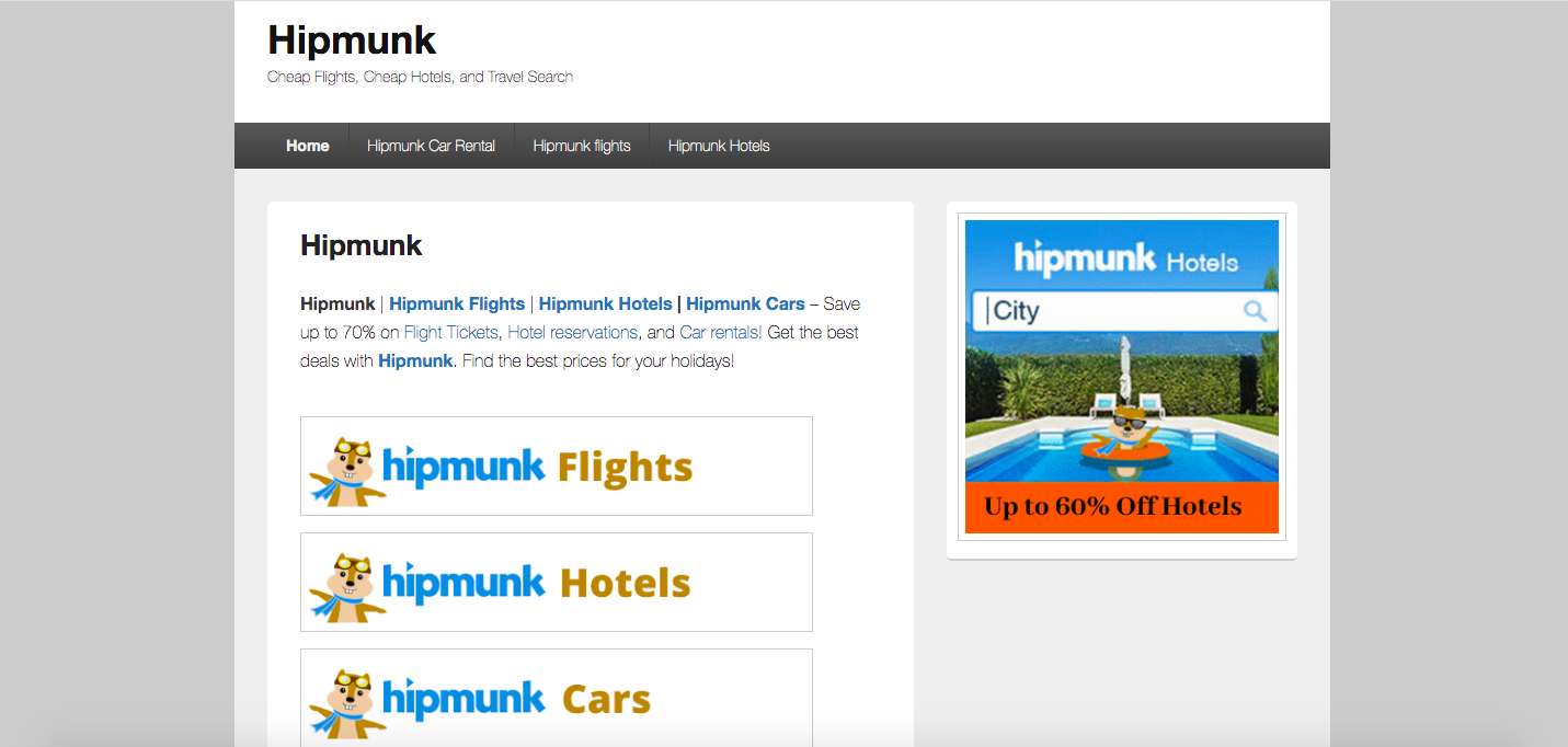CTA örnekleri Hipmunk'un ana sayfası