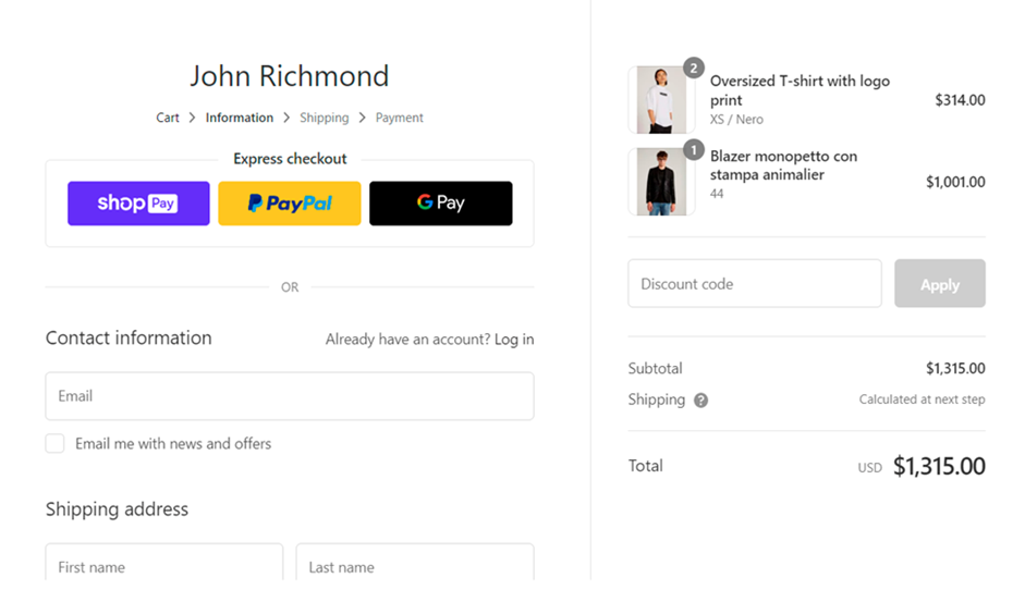 Payer des vêtements John Richmond avec crypto