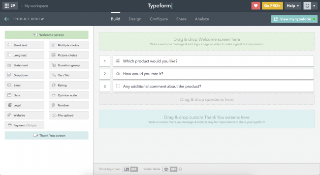 Mopinion: 30 melhores ferramentas de feedback do cliente: uma visão geral - software de pesquisa on-line Typeform