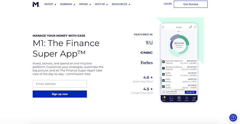 M1 Finance-Homepage