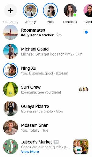 Facebook Messenger reklam sohbet örneği