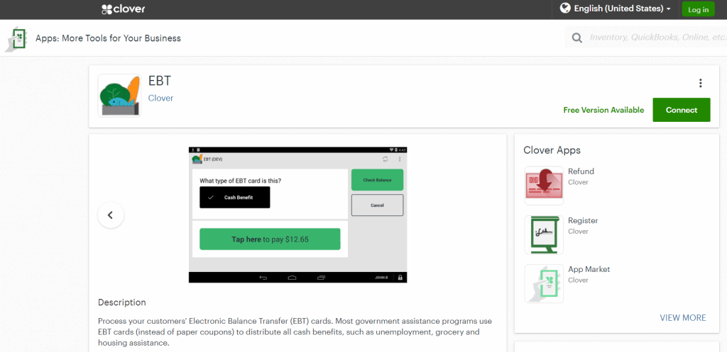 System POS z artykułami spożywczymi koniczyny.