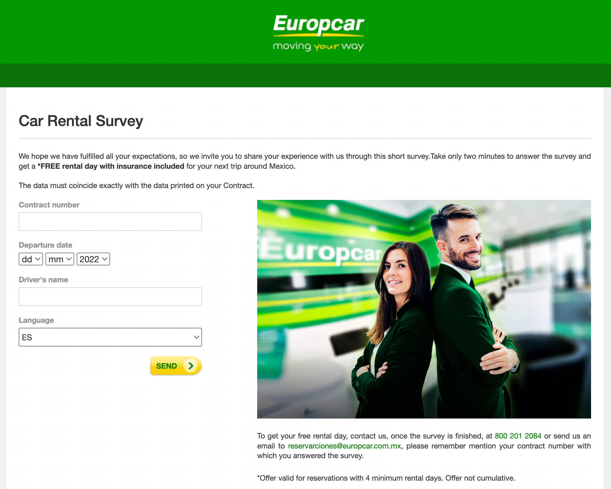 europcar araç kiralama anketi