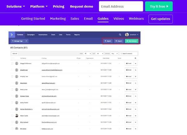 pesquisa de contato de e-mail na campanha ativa