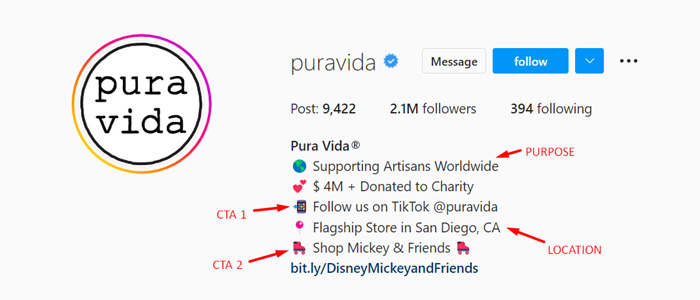 Pura Vida'nın Instagram hesabı