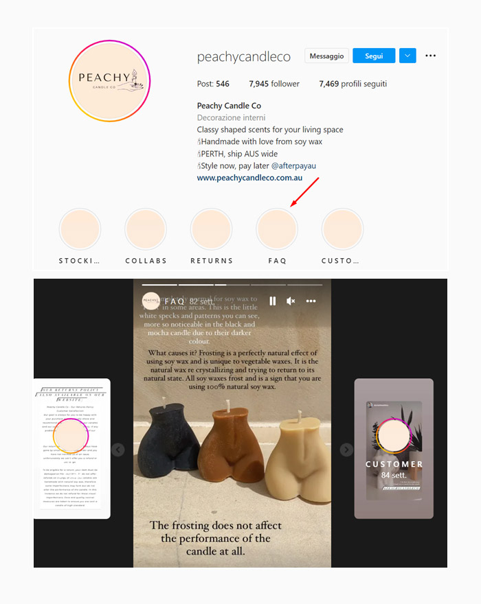 Peachy Candle Co Historias de Instagram