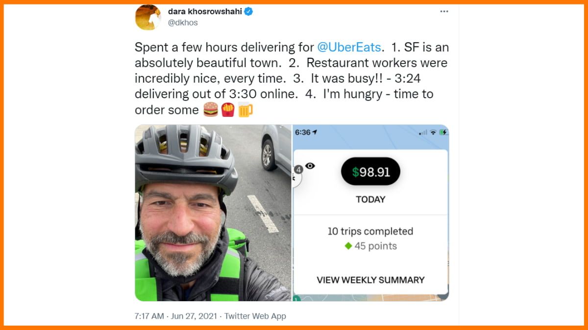 CEO UberEats Tweet