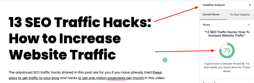 Monsterinsight Headline Analzyer ของ H-Educate Post (SEO Traffic Hacks)