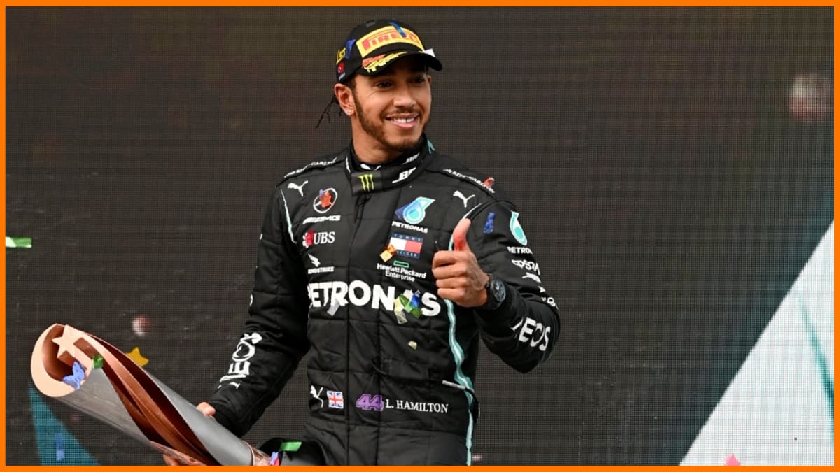 Lewis Hamilton sul podio