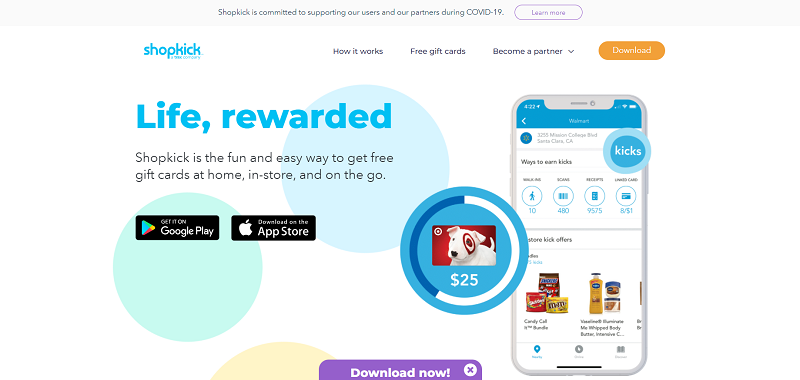 الصفحة الرئيسية لتطبيق shopkick