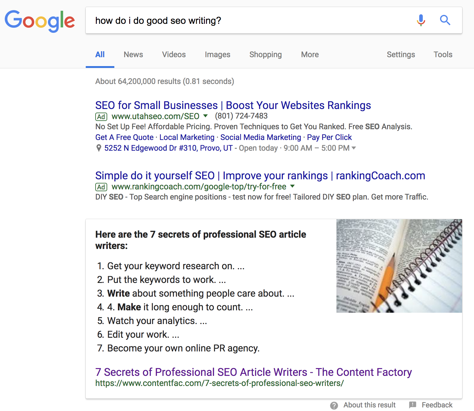 SEO-Schreiben Featured Snippet