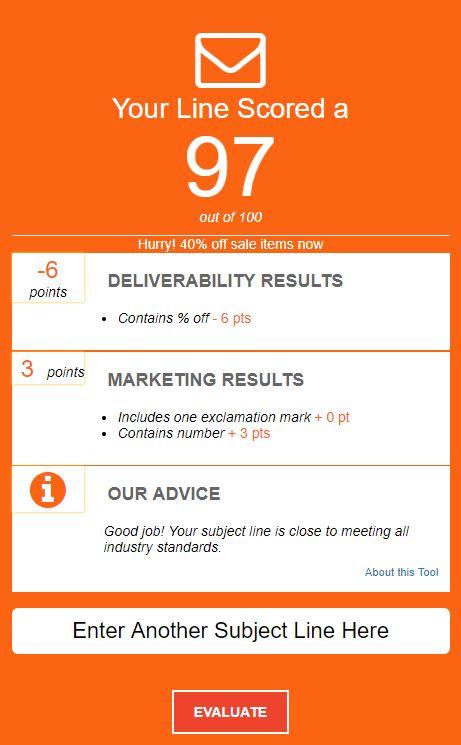 借助这些可操作的提示，SubjectLine.com 将帮助您免费获得下一个广告系列的满分。