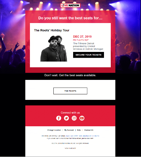 Contoh email Live Nation