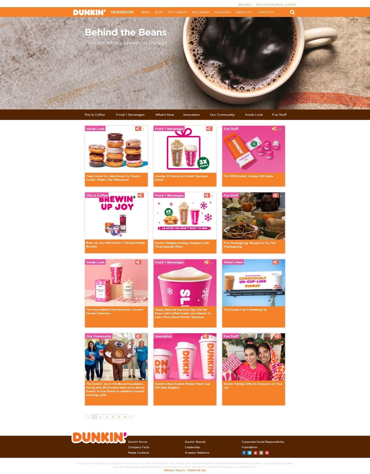 Dunkin Donut'un web sitesi