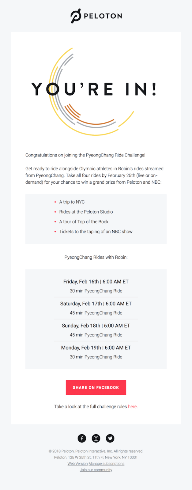 Peloton PyeongChang Ride Challenge-E-Mail