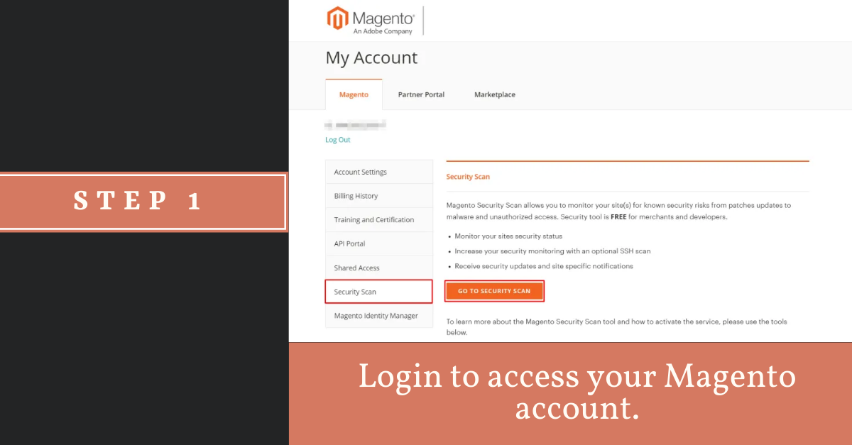 accedi per accedere al tuo Magento