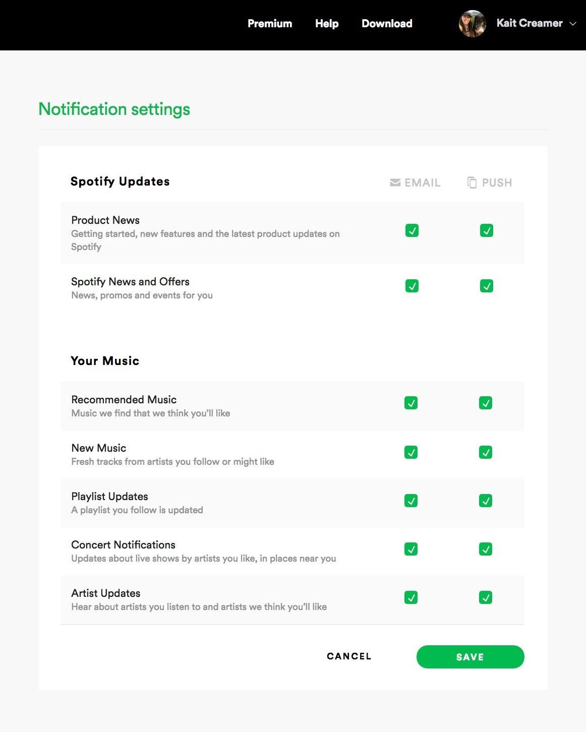 Spotify ศูนย์กำหนดค่าอีเมล