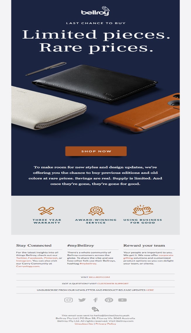 Bellroy-E-Mail-Beispiel