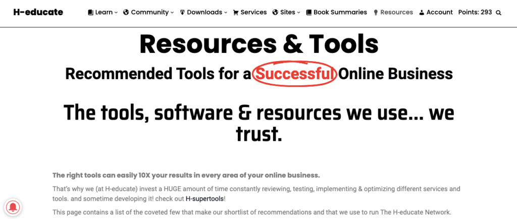 Pagina de resurse H-Educate Tools