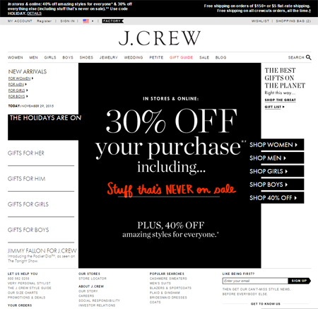 Jcrew 假日促銷