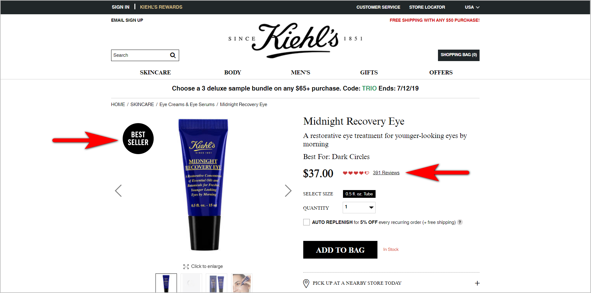 Kiehls Bestseller Reviews Arrow