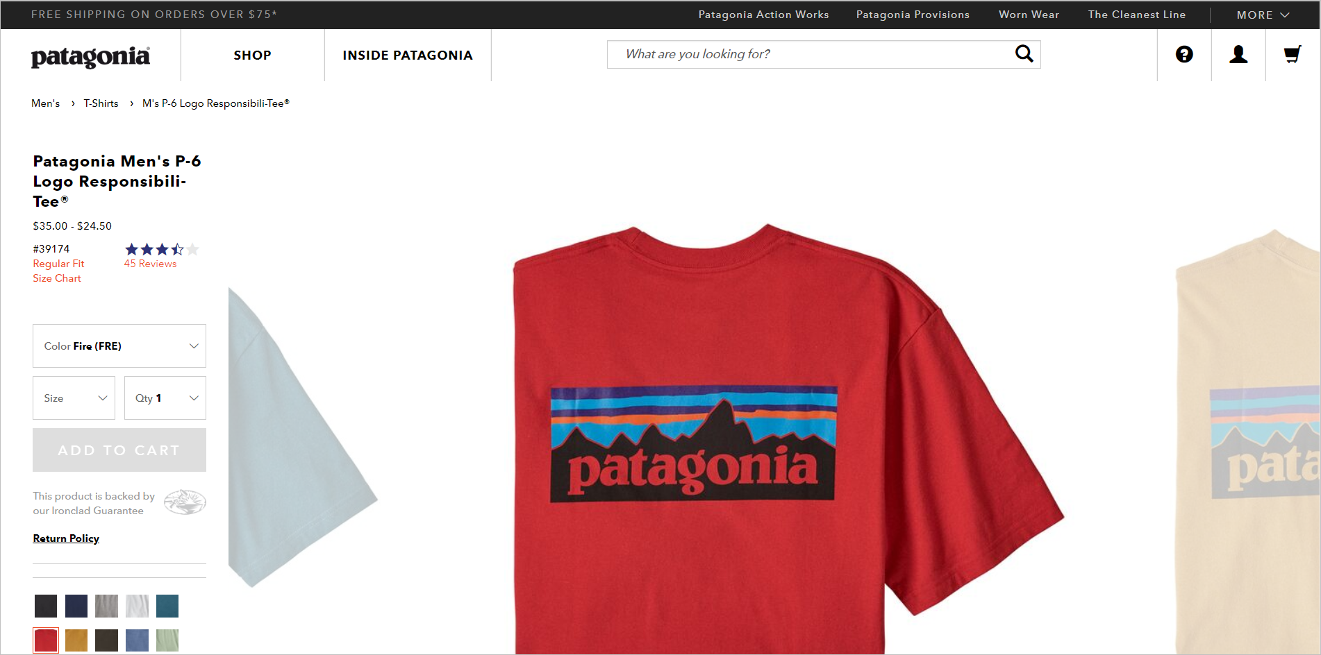 trendy web design pitfalls - deviation from web conventions example - patagonia's product detail page with the action block on the left and the product image on the right