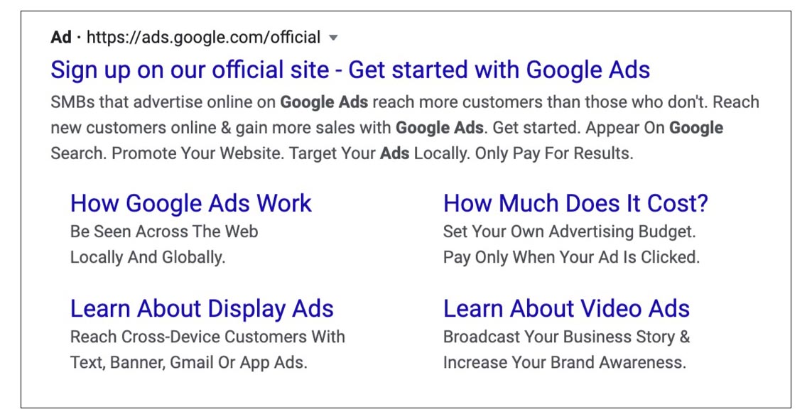 Anúncio do Google Ads