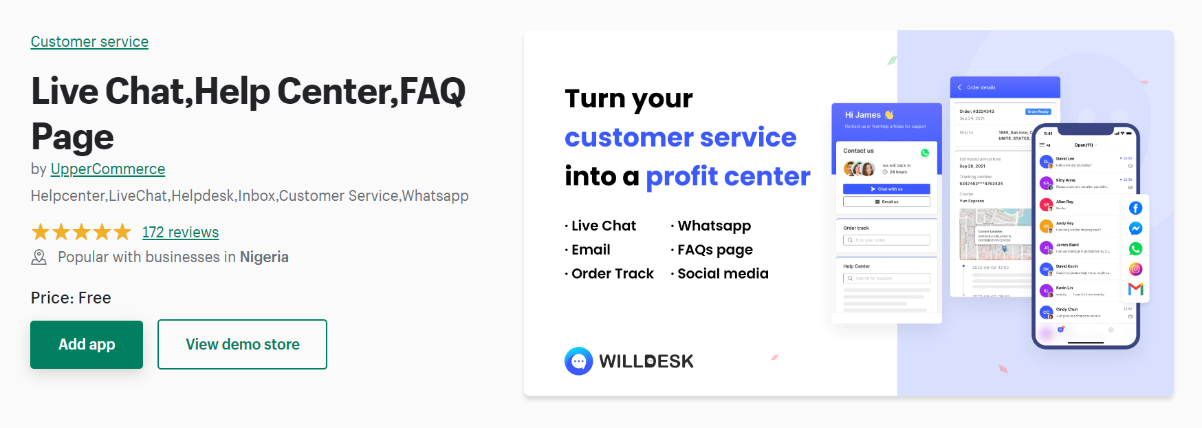 Aplicación Willdesk Shopify