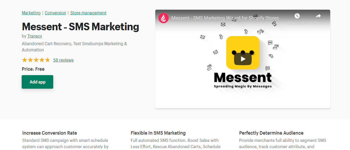 Aplicación de marketing SMS Messent