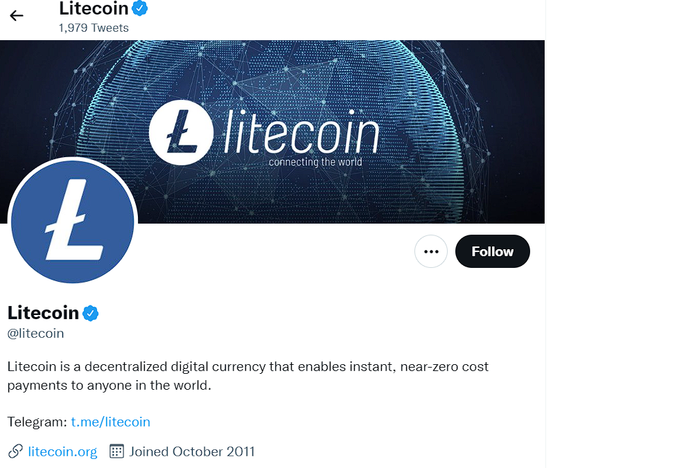 Twitter อย่างเป็นทางการของ Litecoin