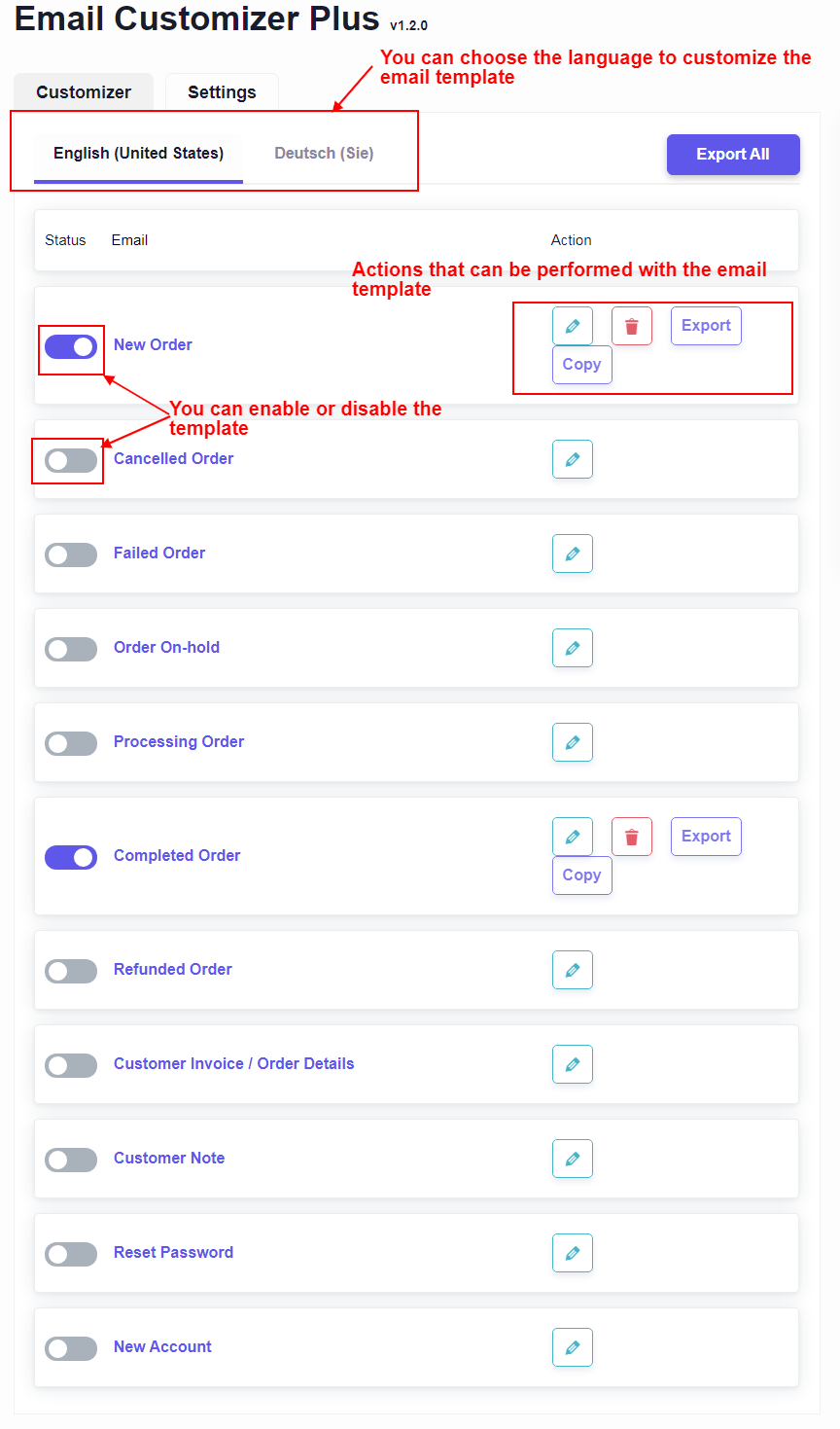 3 plantillas de correo electrónico diferentes