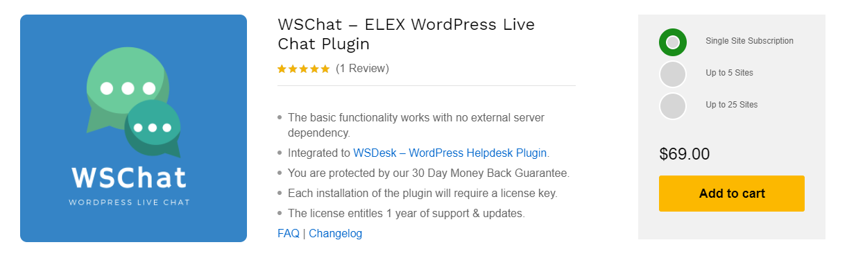 1. WSChat — плагин ELEX для WordPress для живого чата