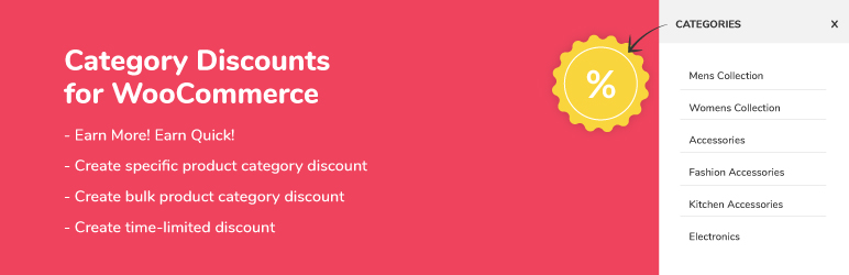 ส่วนลด 9 หมวดหมู่สำหรับ woocommerce