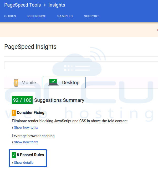 啟用 GZIP 壓縮後的 Google Page Speed Insight 得分